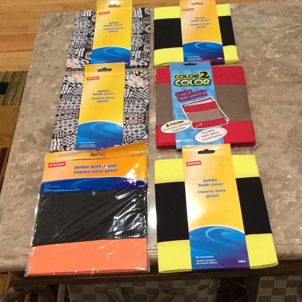 Back to School set of 6 jumbo book covers, NWT.